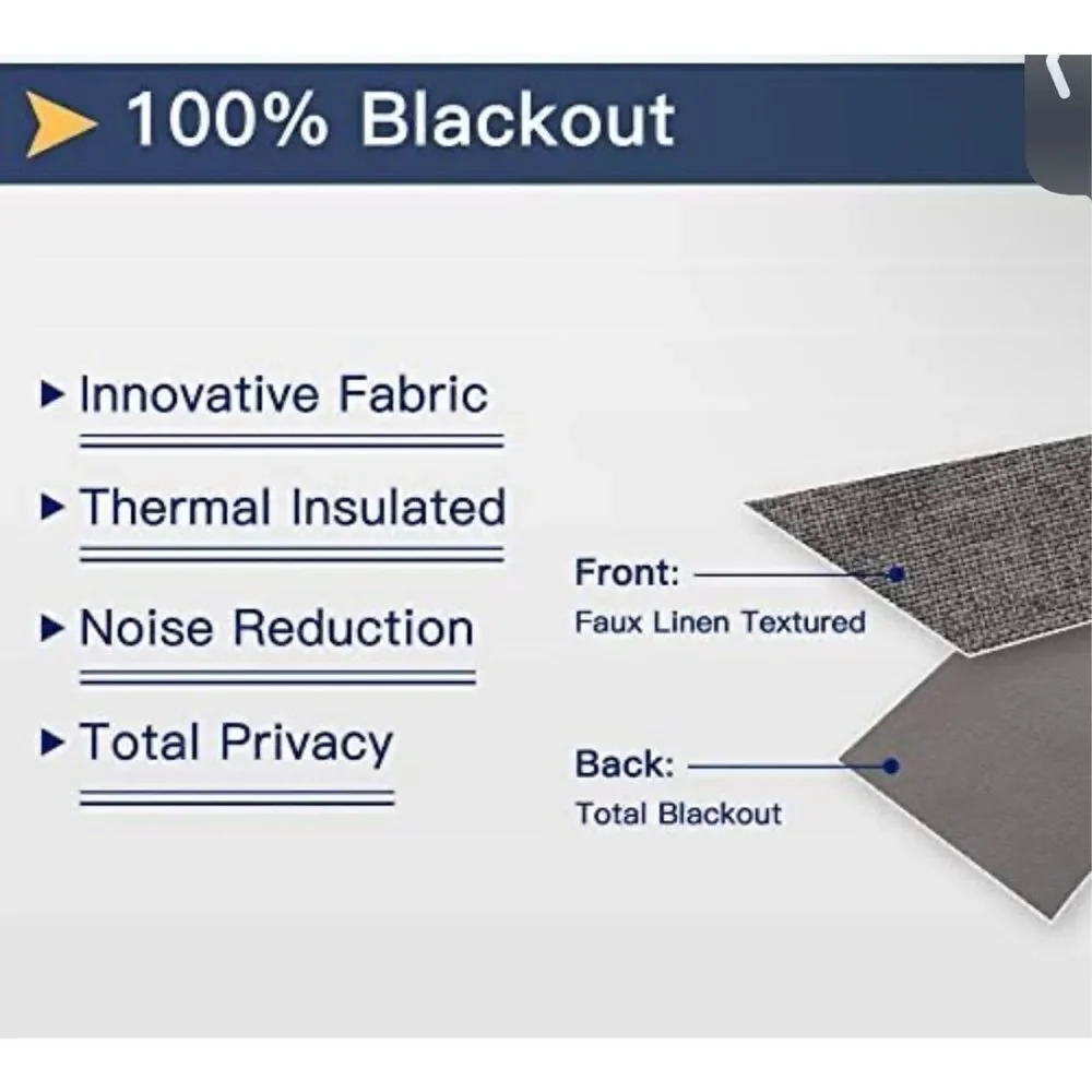 NEW Curtains Linen Look Blackout Grommet W100 x L84
